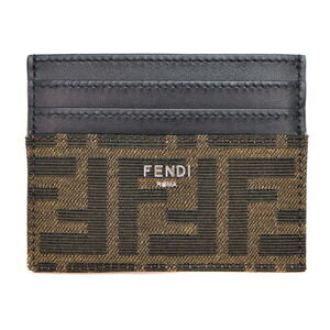 Fendi Wallet Leather Canvas Black Brown Slots